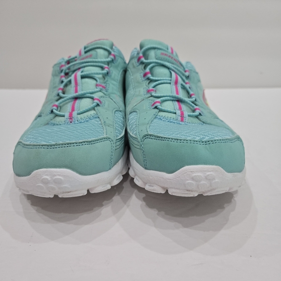 Skechers Womens Flex Fusion Memory Foam Slip on Sneakers AQUA Green Pink Size 10 - Picture 5 of 10
